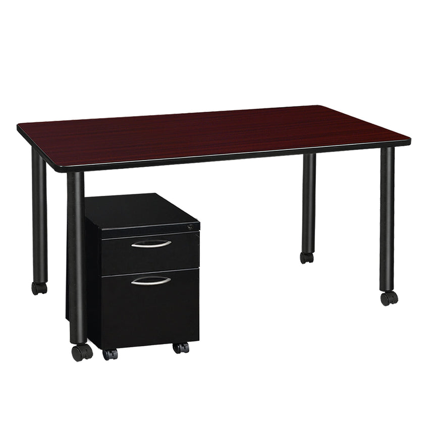Regency Kee Mobile Desk Black Legs Flexible 60"W x 24"D x 29"H (REG - MDCLMP6024) - SchoolOutlet