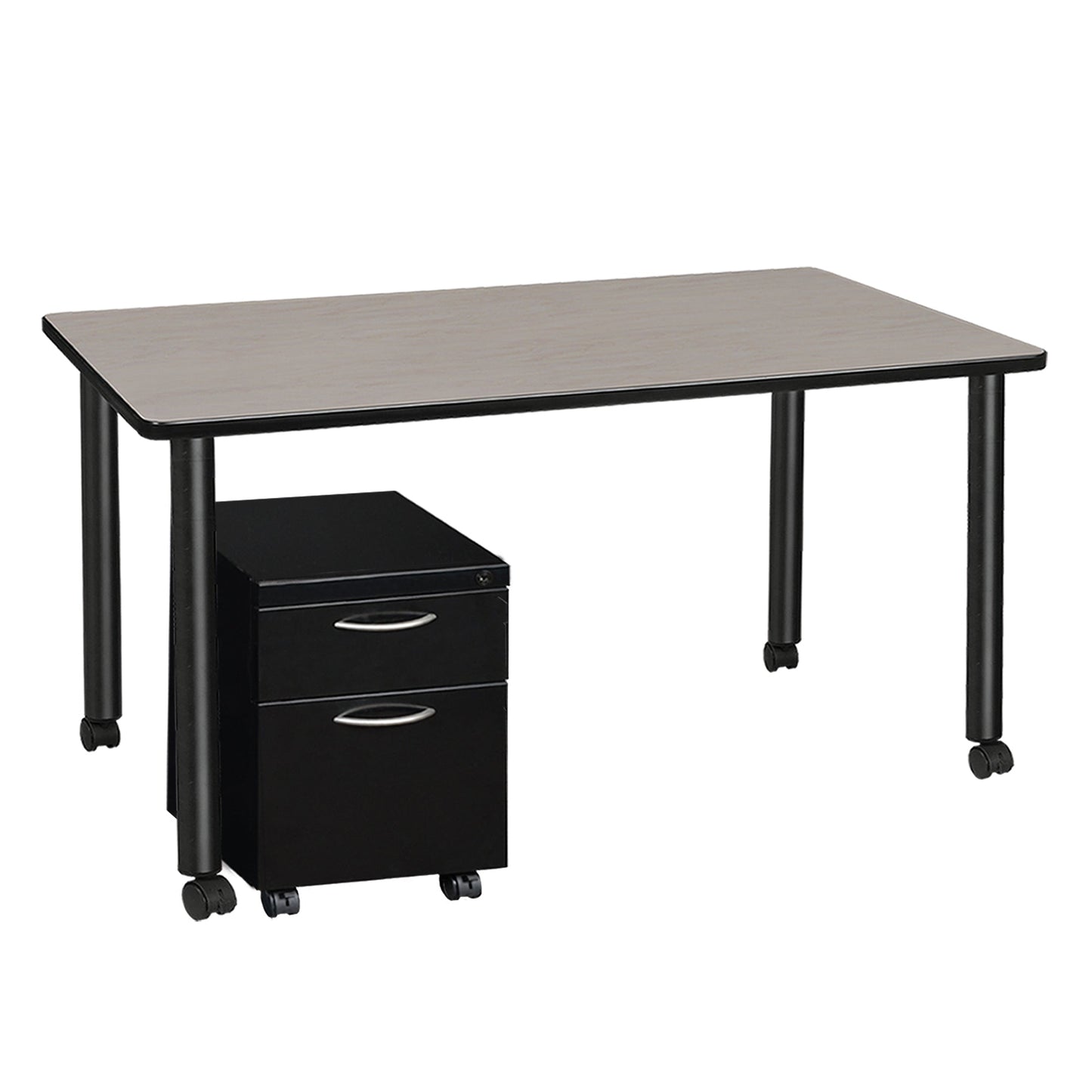 Regency Kee Mobile Desk Black Legs Flexible 60"W x 24"D x 29"H (REG - MDCLMP6024) - SchoolOutlet