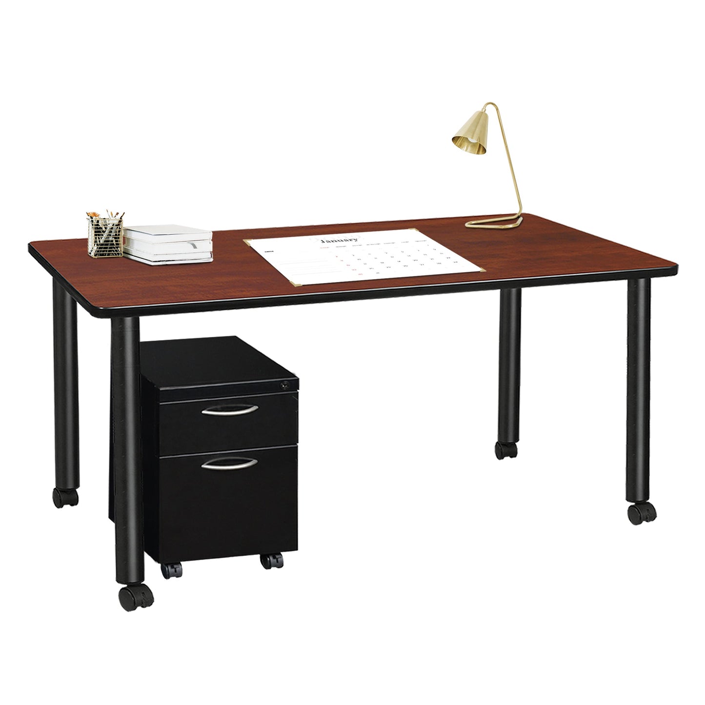 Regency Kee Mobile Desk Black Legs Adaptable 66"W x 24"D x 29"H (REG - MDCLMP6624) - SchoolOutlet