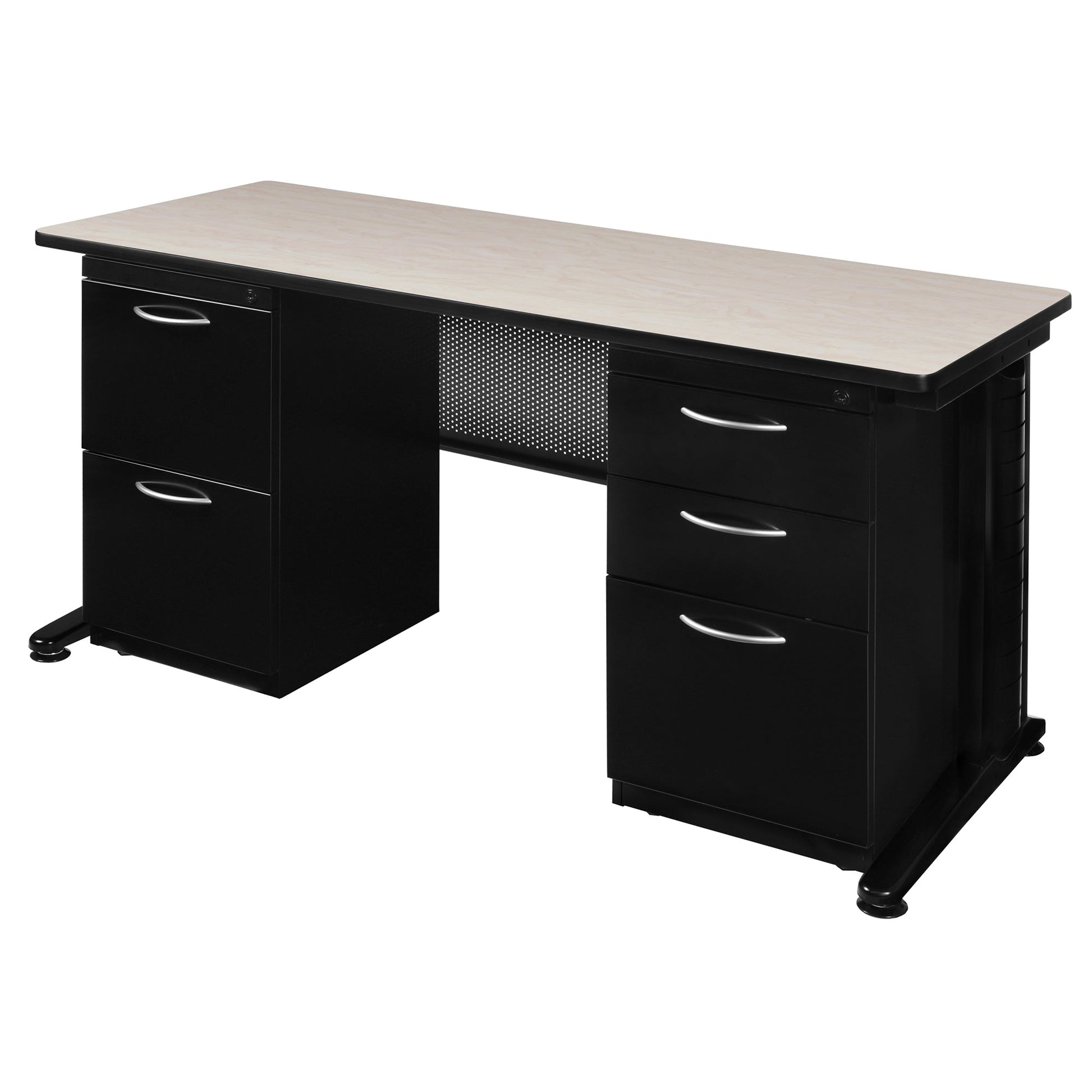 Regency Fusion 60" x 24" Teachers Desk with Double Pedestal Drawer Unit - SchoolOutlet