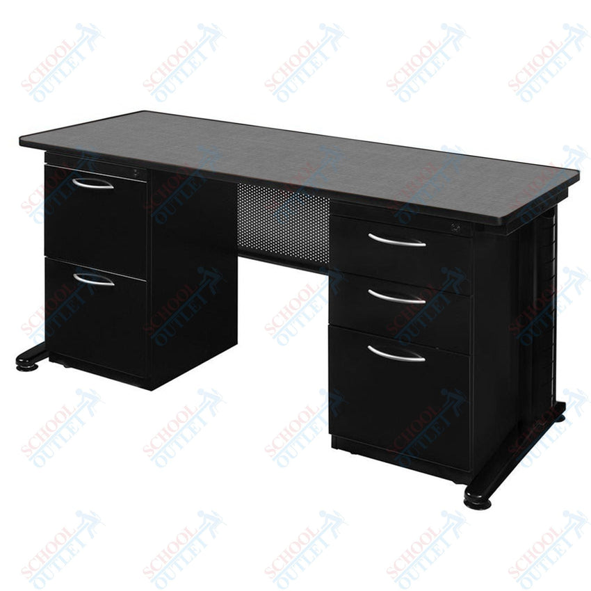Regency Fusion 66 x 24 in. Teachers Desk with Double Pedestal Drawer Unit REG-MDP6624 - SchoolOutlet