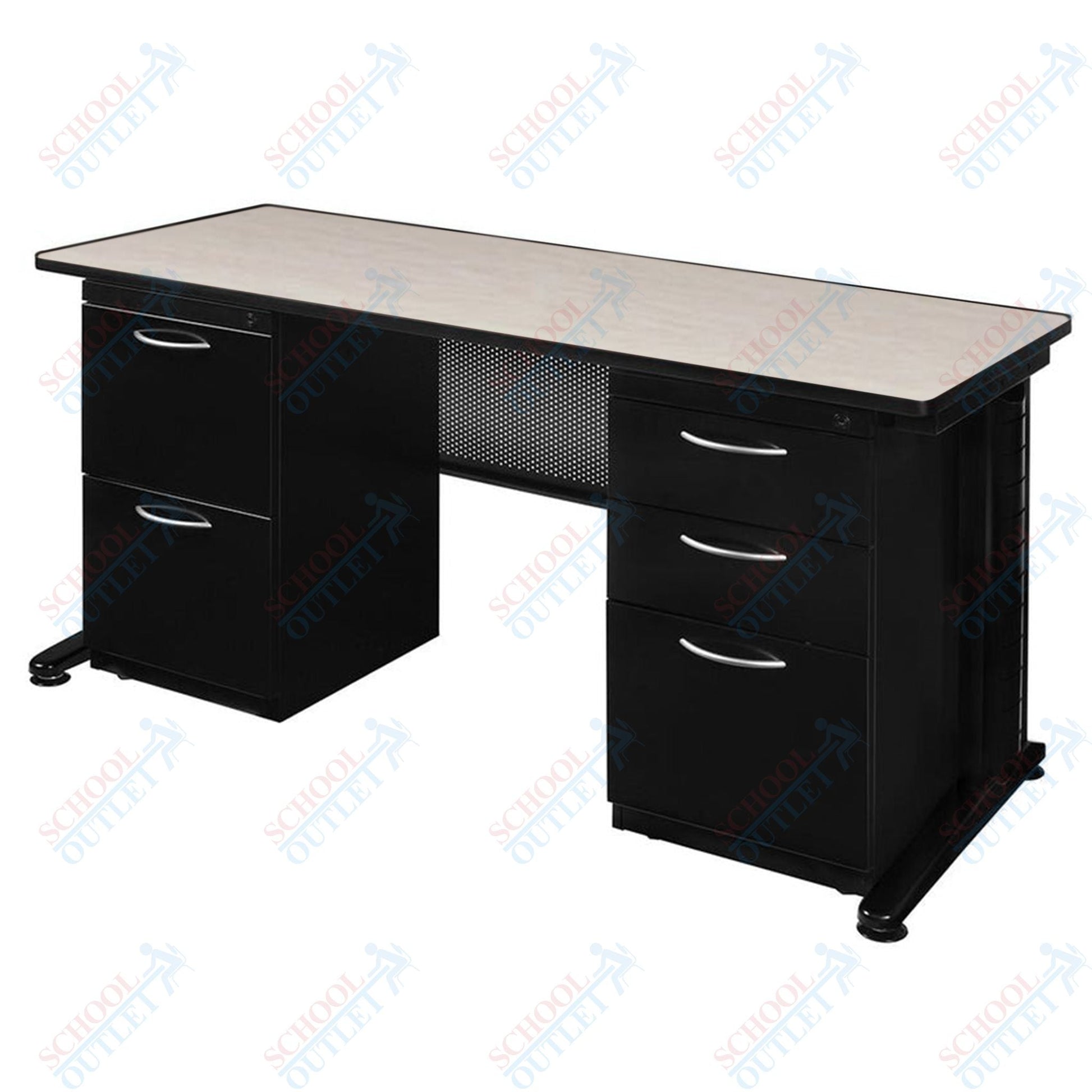 Regency Fusion 66 x 24 in. Teachers Desk with Double Pedestal Drawer Unit REG-MDP6624 - SchoolOutlet