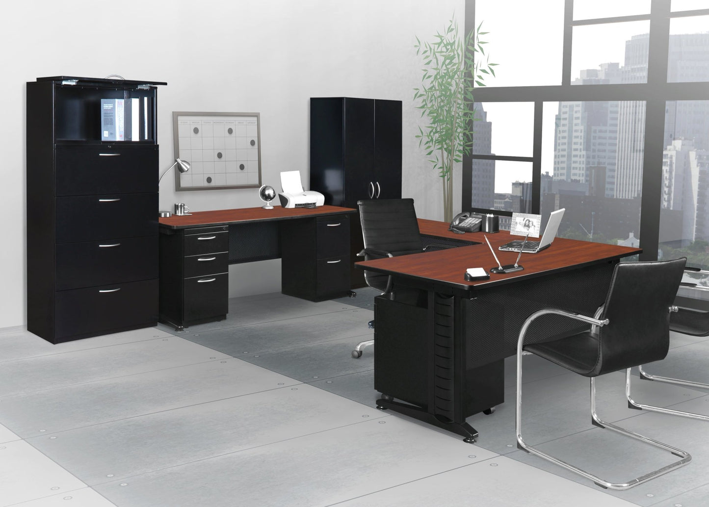 Regency Fusion 66" x 24" Teachers Desk with Double Pedestal Drawer Unit - SchoolOutlet