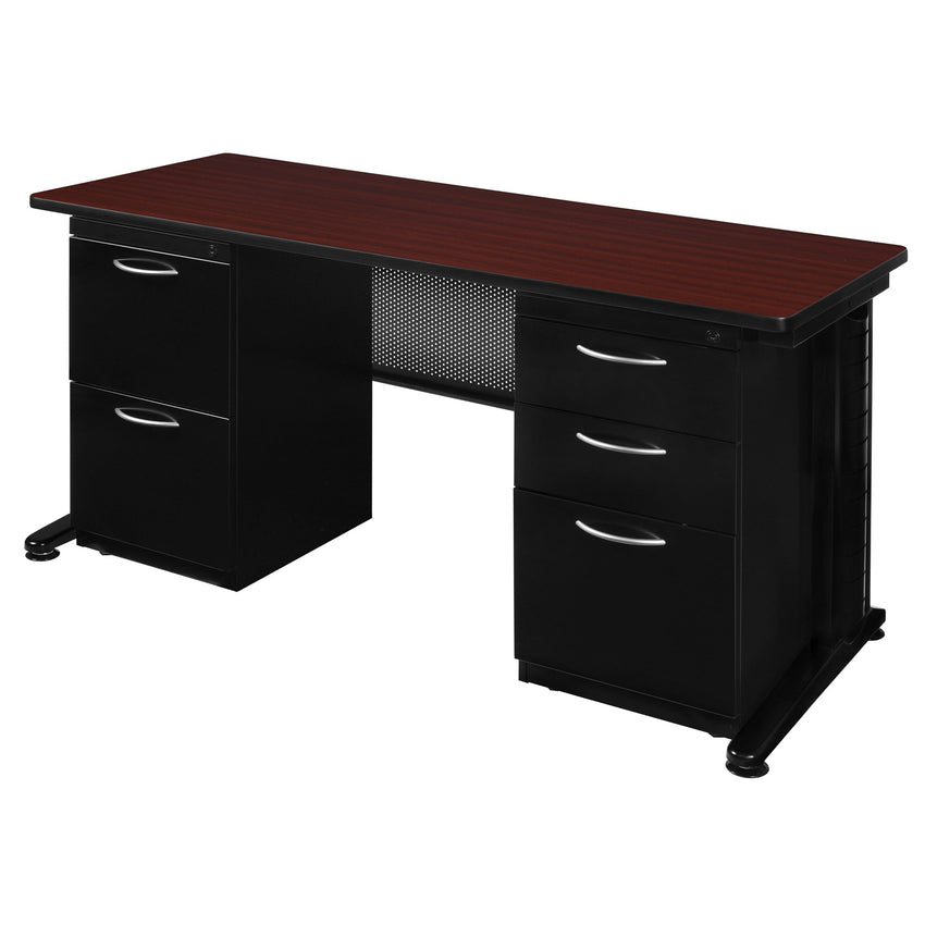 Regency Fusion 66" x 24" Teachers Desk with Double Pedestal Drawer Unit - SchoolOutlet