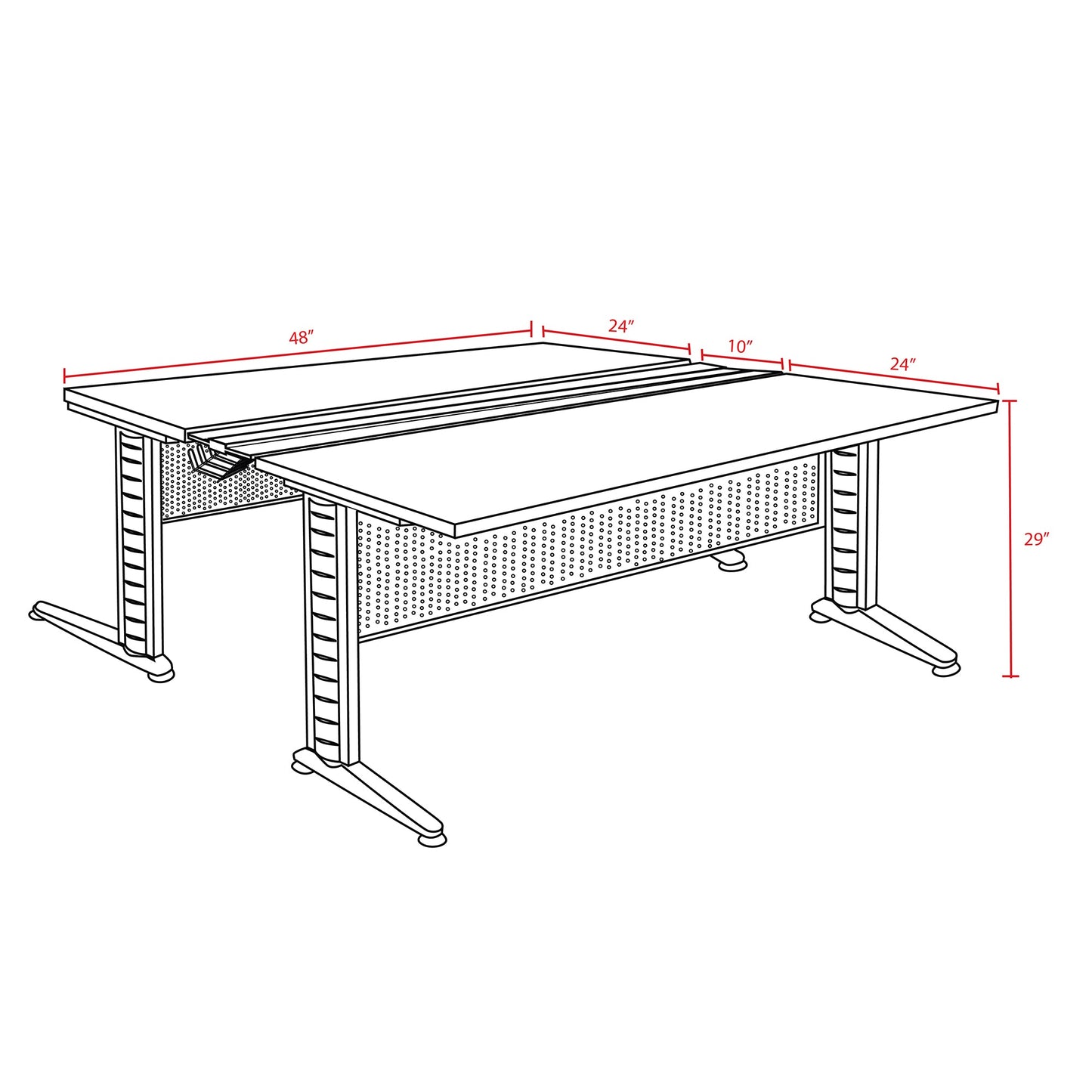 Regency Fusion 2 Person Bench Workstation Desk Collaborative 48"W x 58"D x 29"H (REG - MFB4858) - SchoolOutlet