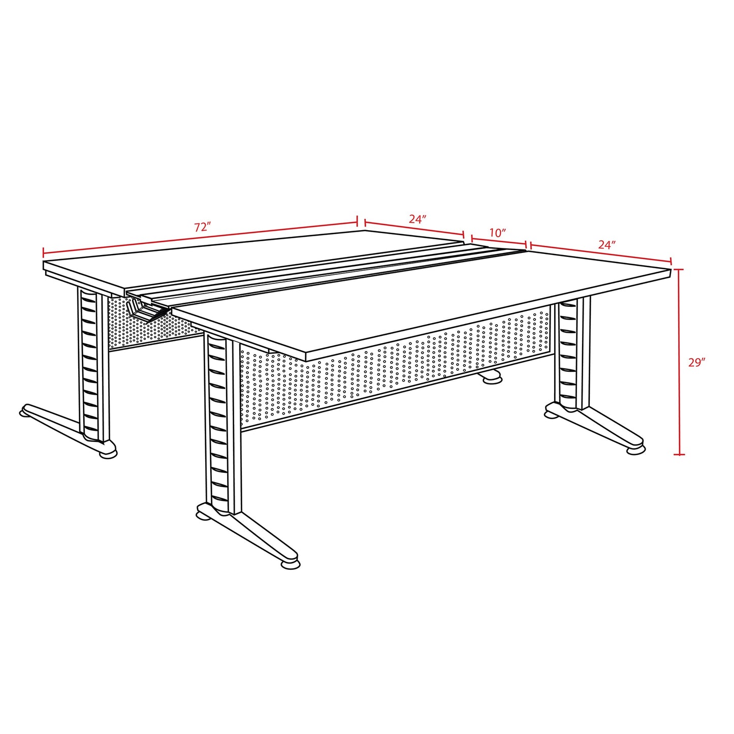 Regency Fusion 2 Person Bench Workstation Desk Collaborative 72"W x 58"D x 29"H (REG - MFB7258) - SchoolOutlet