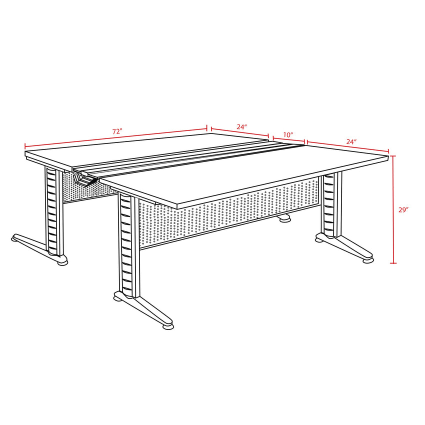 Regency Fusion 2 Person Bench Workstation Desk Collaborative 72"W x 58"D x 29"H (REG - MFB7258) - SchoolOutlet