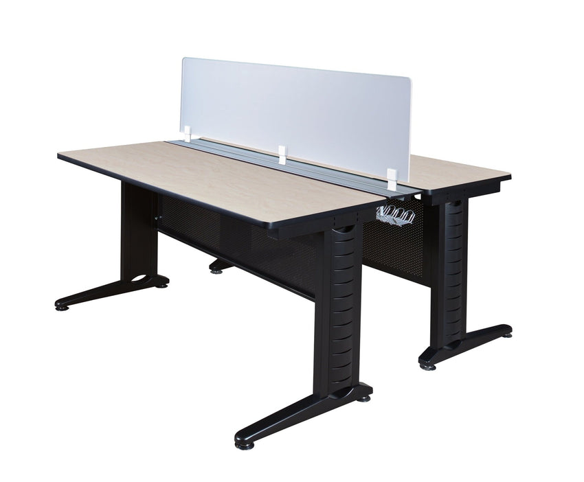 Regency Fusion 2 Person Bench Workstation Desk Privacy 66"W x 58"D x 29"H (REG - MFBPD6658) - SchoolOutlet