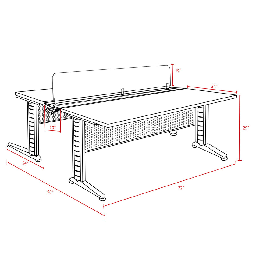 Regency Fusion 2 Person Bench Workstation Desk Privacy 72"W x 58"D x 29"H (REG - MFBPD7258) - SchoolOutlet