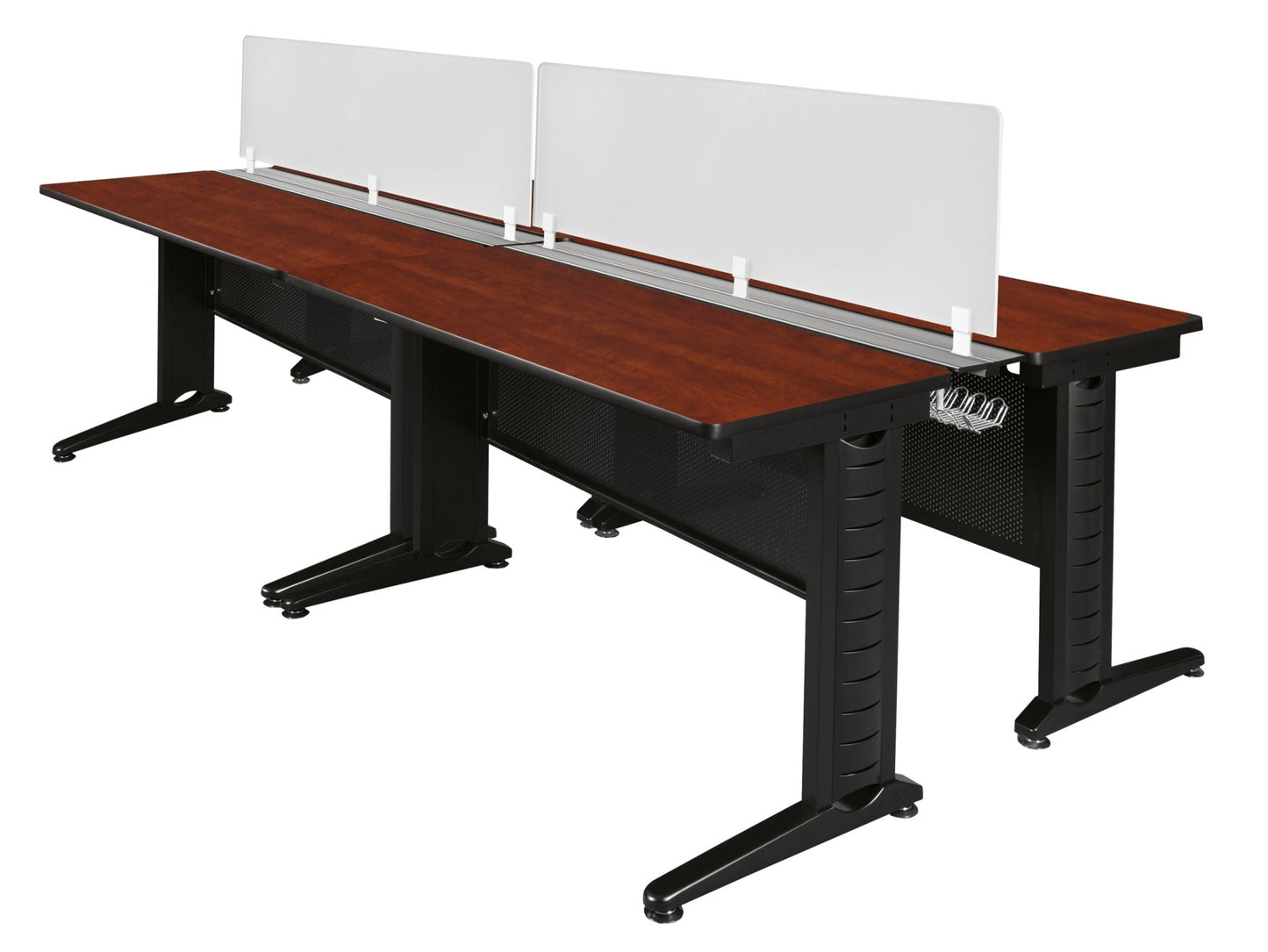 Regency Fusion 4 Person Double Bench Workstation Desk Privacy 96"W x 58"D x 29"H (REG - MFBPD9658) - SchoolOutlet