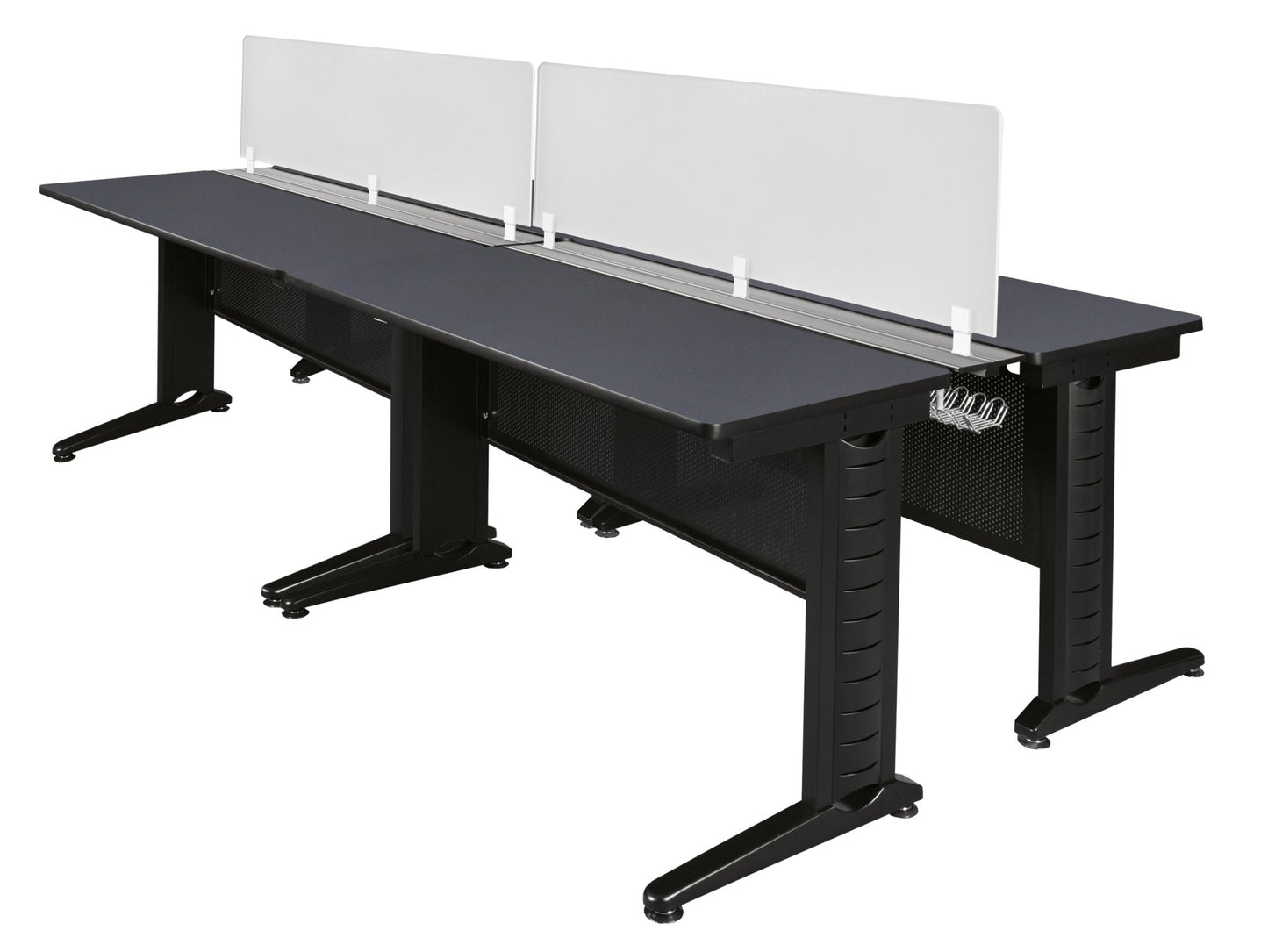 Regency Fusion 4 Person Double Bench Workstation Desk Privacy 96"W x 58"D x 29"H (REG - MFBPD9658) - SchoolOutlet
