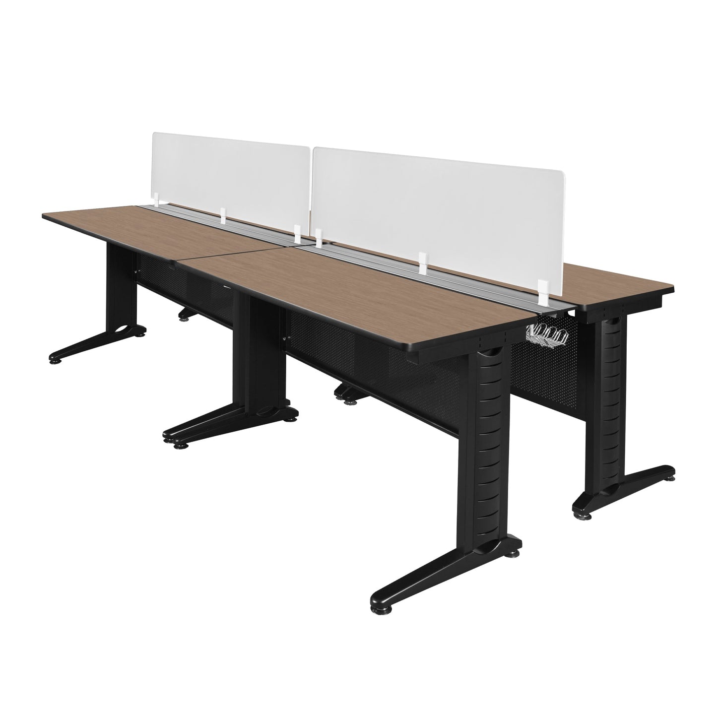 Regency Fusion 4 Person Double Bench Workstation Desk Privacy 96"W x 58"D x 29"H (REG - MFBPD9658) - SchoolOutlet