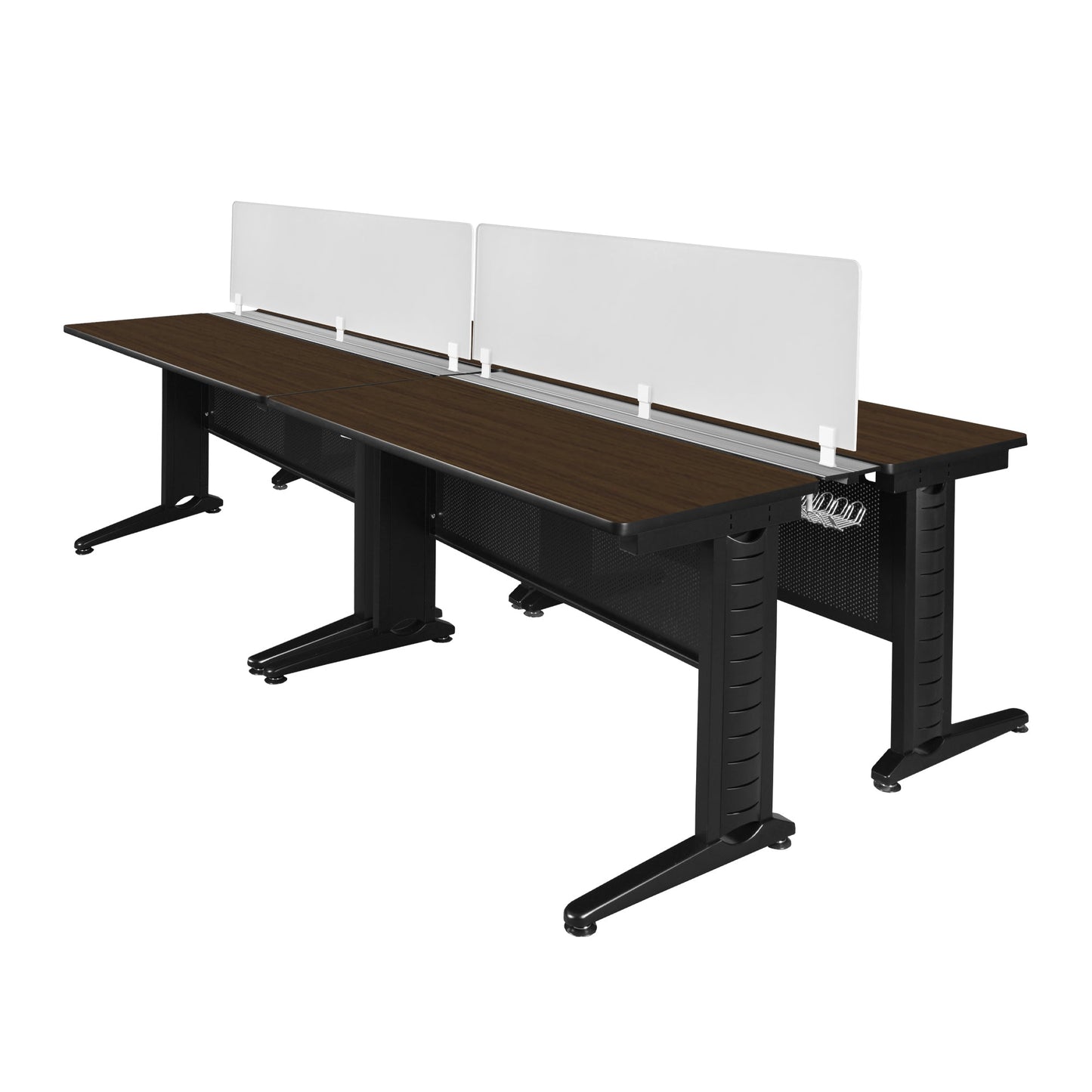 Regency Fusion 4 Person Double Bench Workstation Desk Privacy 96"W x 58"D x 29"H (REG - MFBPD9658) - SchoolOutlet