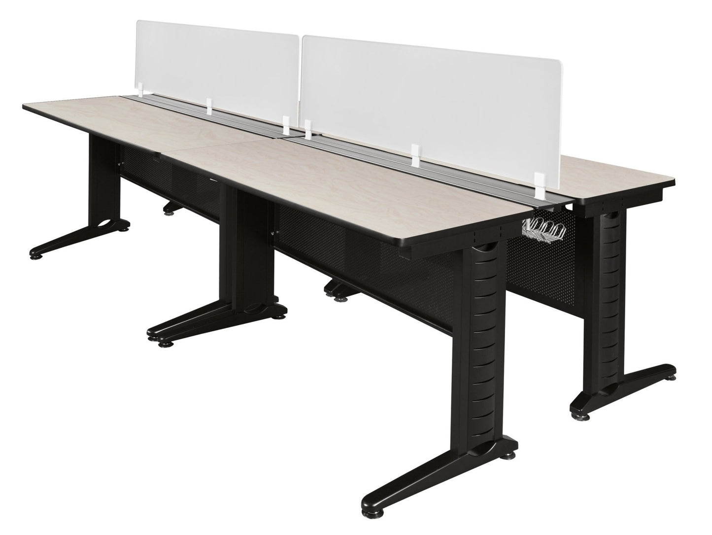 Regency Fusion 4 Person Double Bench Workstation Desk Privacy 96"W x 58"D x 29"H (REG - MFBPD9658) - SchoolOutlet