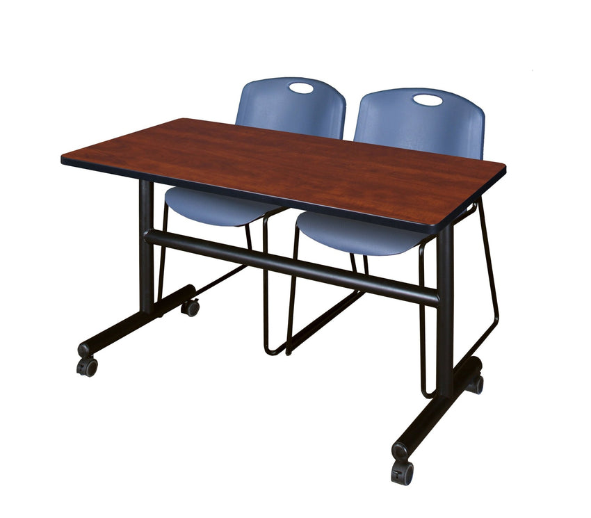 Regency Kobe Flip - Top Training Table & 2 Zeng Stack Chairs Set 48"W x 24"D x 29"H (REG - MKFT4824 - ZNG) - SchoolOutlet