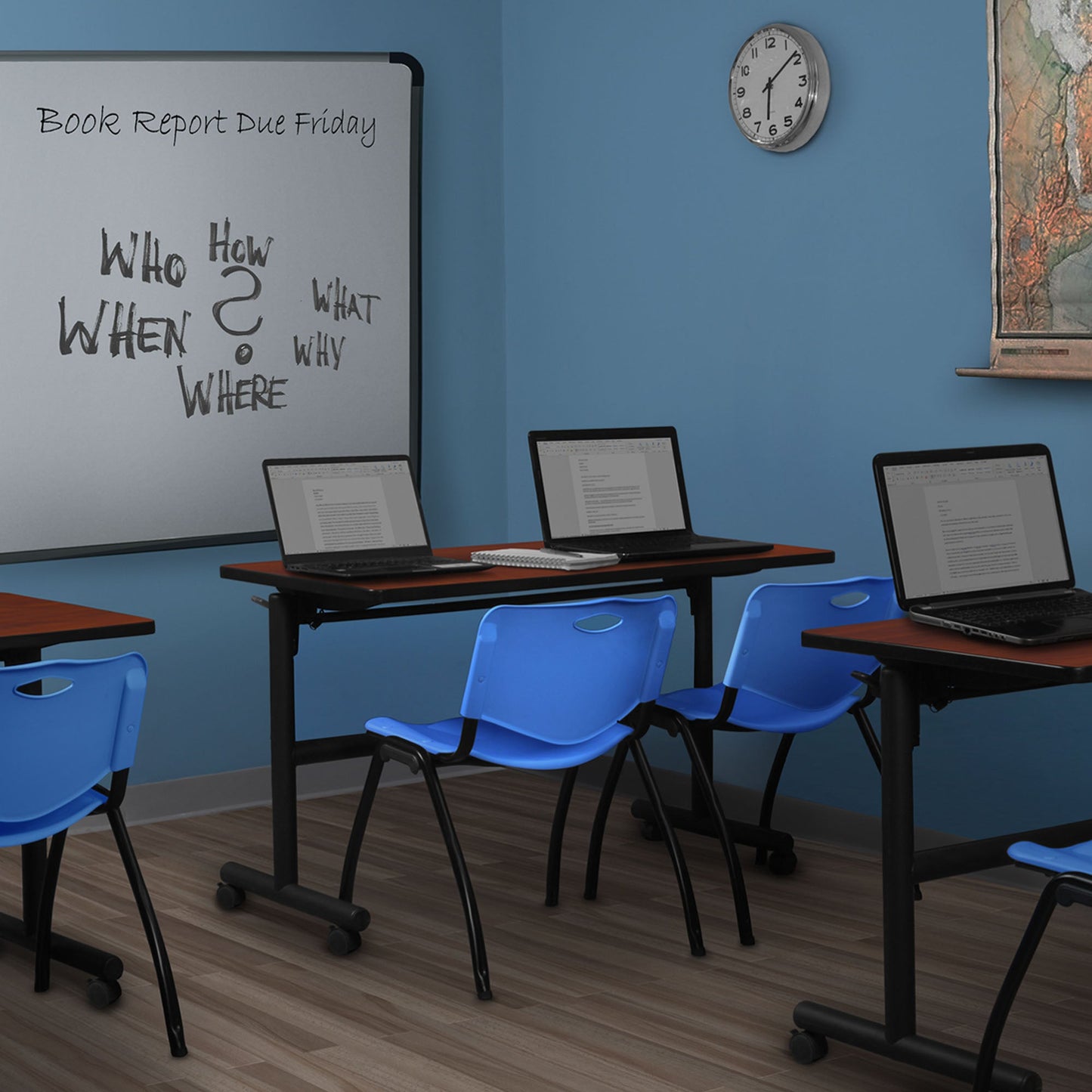 Regency Kobe Flip - Top Training Table & 2 M Stack Chairs 48"W x 24"D x 29"H (REG - MKFT4824 - 2M) - SchoolOutlet