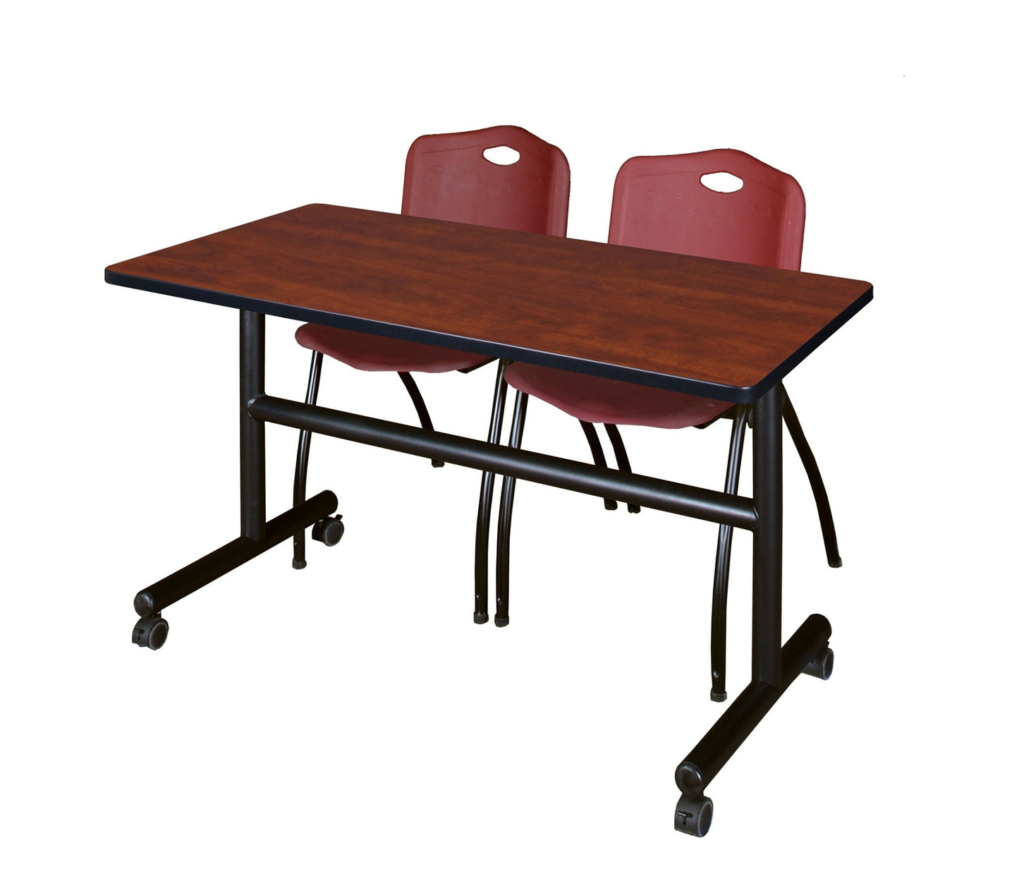 Regency Kobe Flip - Top Training Table & 2 M Stack Chairs 48"W x 24"D x 29"H (REG - MKFT4824 - 2M) - SchoolOutlet