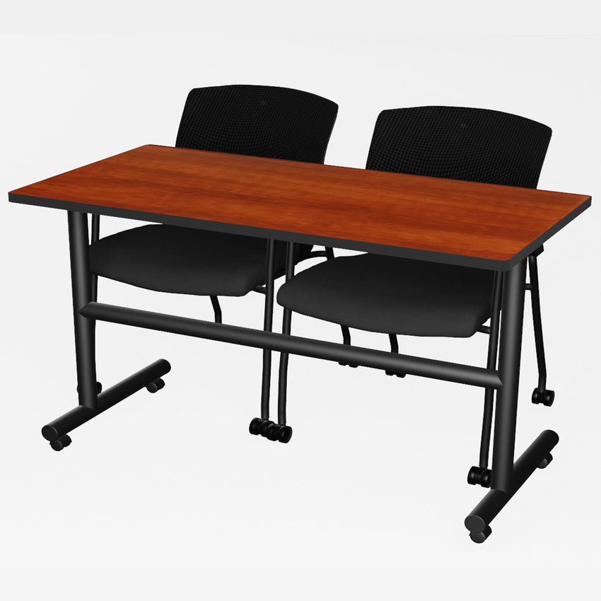 Regency Kobe Flip - Top Training Table & 2 Knight Mesh Chairs 48"W x 24"D x 29"H (REG - MKFT4824 - KNM) - SchoolOutlet