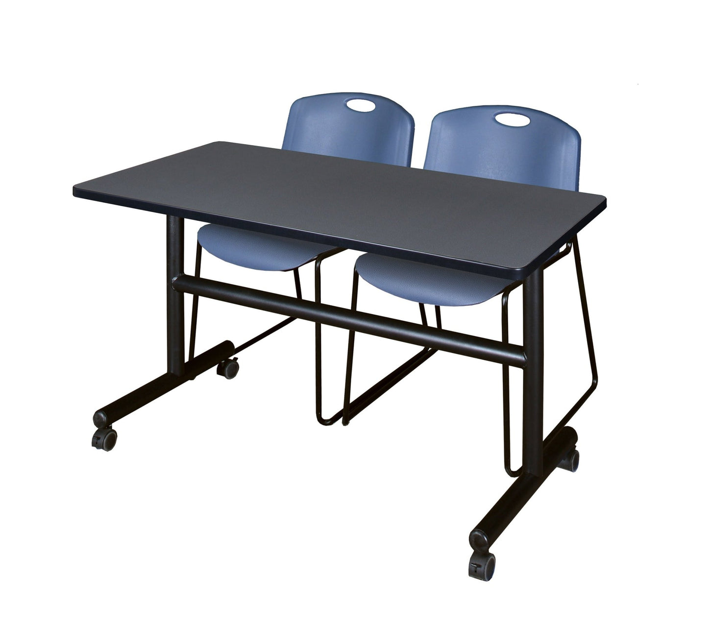 Regency Kobe Flip - Top Training Table & 2 Zeng Stack Chairs Set 48"W x 24"D x 29"H (REG - MKFT4824 - ZNG) - SchoolOutlet