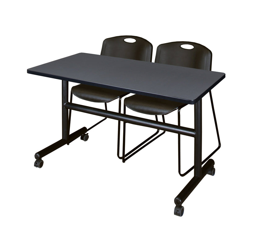 Regency Kobe Flip - Top Training Table & 2 Zeng Stack Chairs Set 48"W x 24"D x 29"H (REG - MKFT4824 - ZNG) - SchoolOutlet