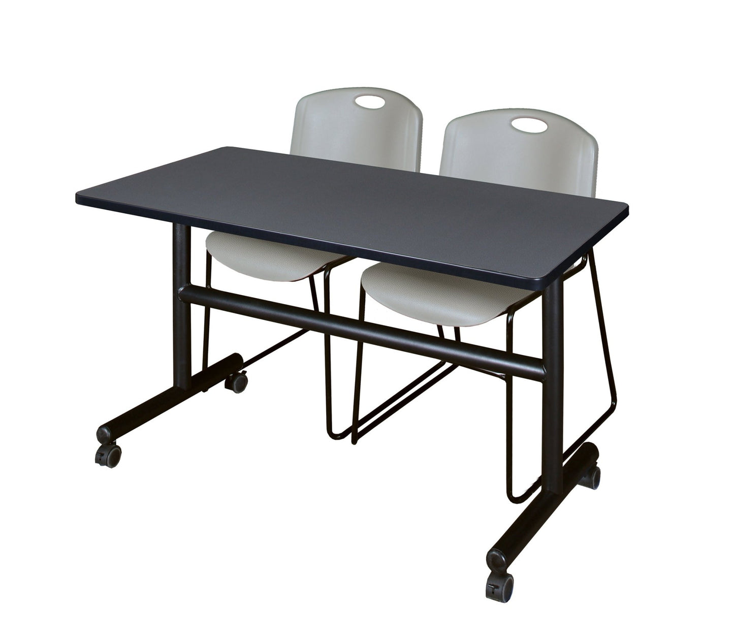 Regency Kobe Flip - Top Training Table & 2 Zeng Stack Chairs Set 48"W x 24"D x 29"H (REG - MKFT4824 - ZNG) - SchoolOutlet