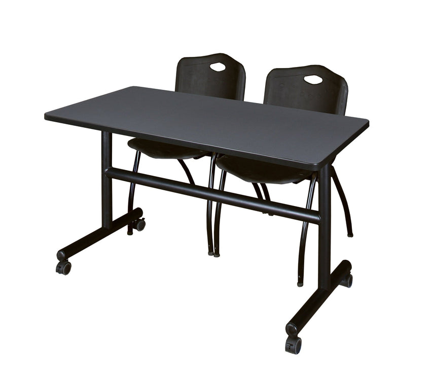 Regency Kobe Flip - Top Training Table & 2 M Stack Chairs 48"W x 24"D x 29"H (REG - MKFT4824 - 2M) - SchoolOutlet