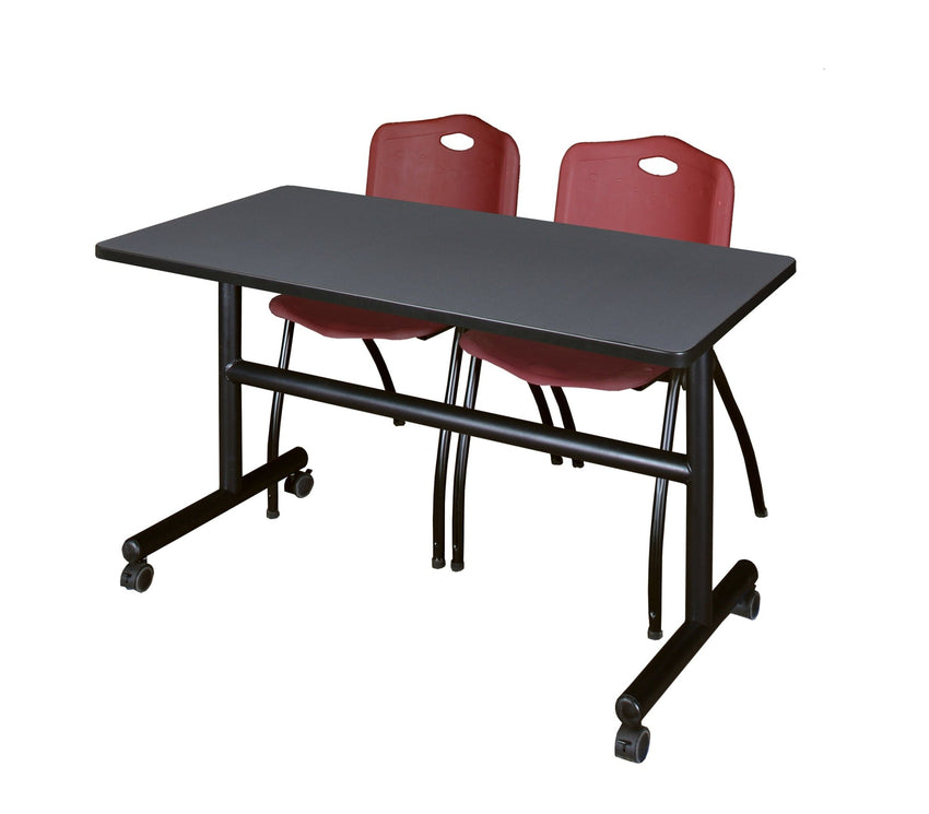 Regency Kobe Flip - Top Training Table & 2 M Stack Chairs 48"W x 24"D x 29"H (REG - MKFT4824 - 2M) - SchoolOutlet
