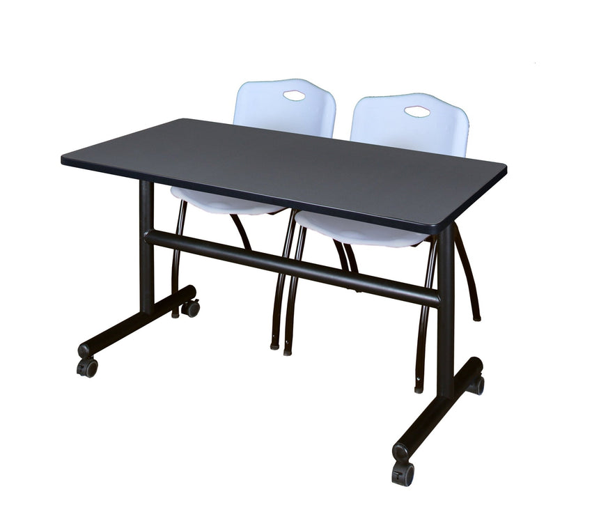 Regency Kobe Flip - Top Training Table & 2 M Stack Chairs 48"W x 24"D x 29"H (REG - MKFT4824 - 2M) - SchoolOutlet