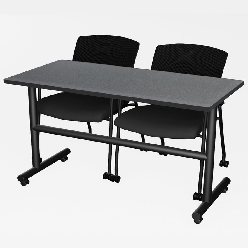 Regency Kobe Flip - Top Training Table & 2 Knight Mesh Chairs 48"W x 24"D x 29"H (REG - MKFT4824 - KNM) - SchoolOutlet