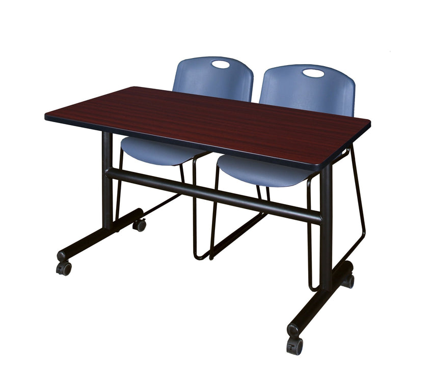 Regency Kobe Flip - Top Training Table & 2 Zeng Stack Chairs Set 48"W x 24"D x 29"H (REG - MKFT4824 - ZNG) - SchoolOutlet
