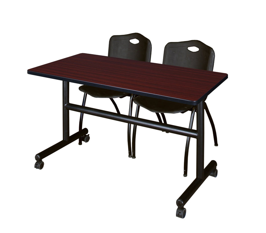 Regency Kobe Flip - Top Training Table & 2 M Stack Chairs 48"W x 24"D x 29"H (REG - MKFT4824 - 2M) - SchoolOutlet