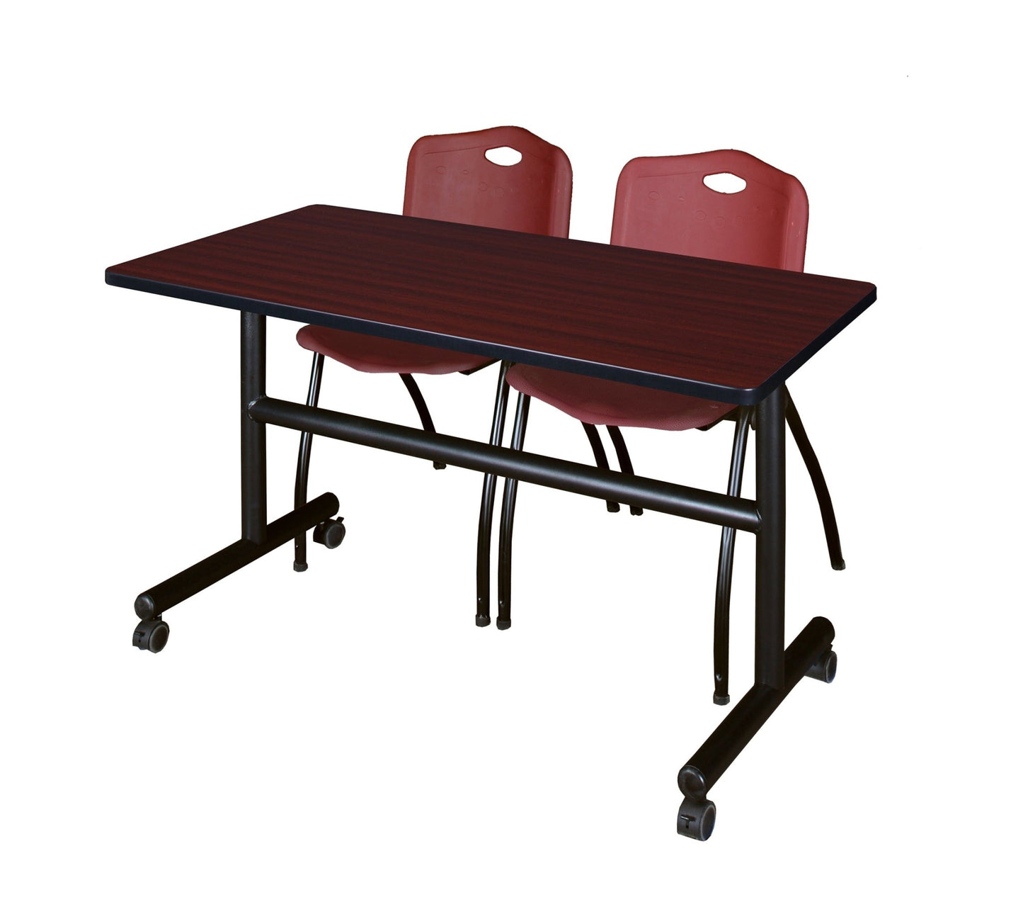 Regency Kobe Flip - Top Training Table & 2 M Stack Chairs 48"W x 24"D x 29"H (REG - MKFT4824 - 2M) - SchoolOutlet