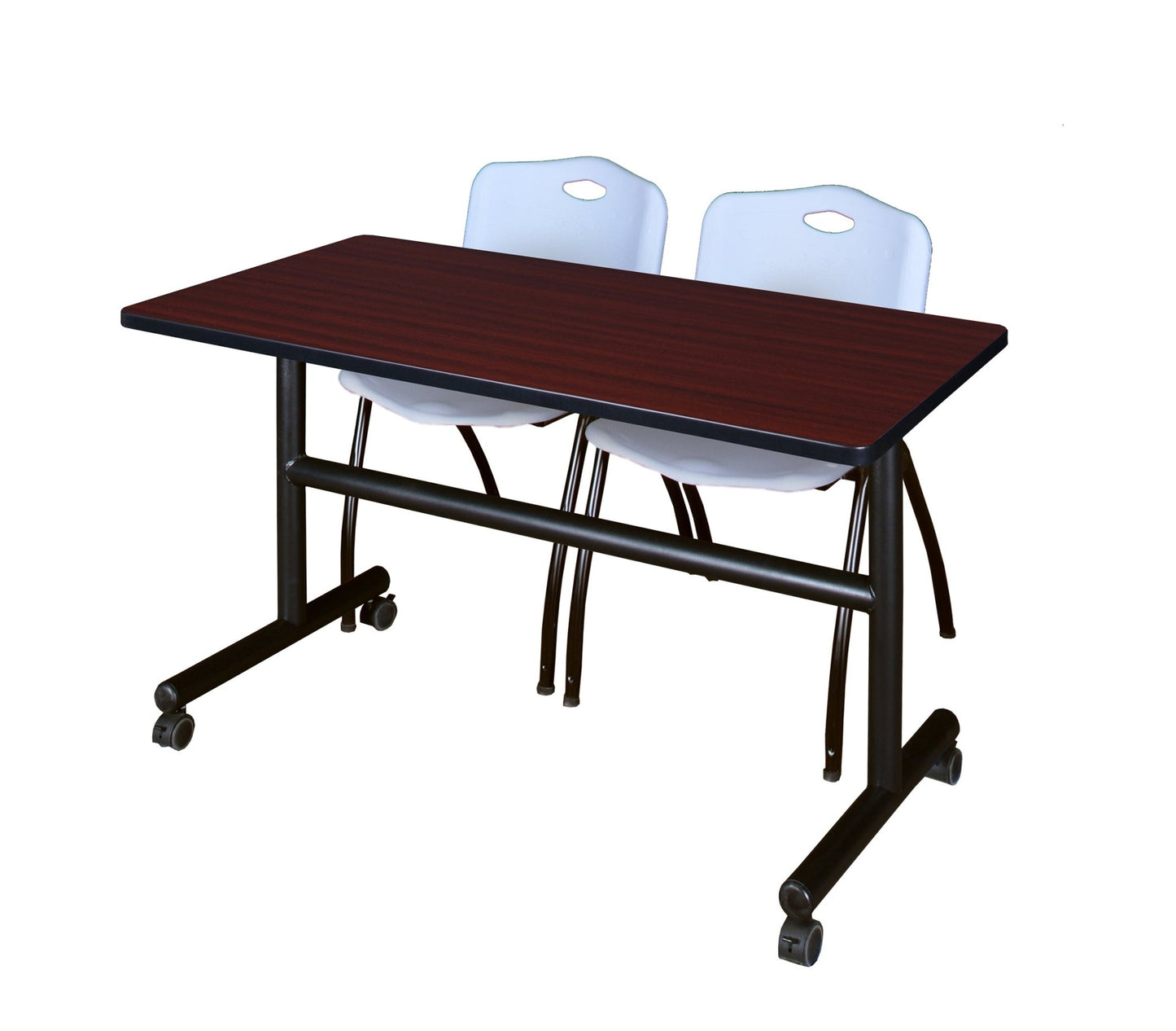 Regency Kobe Flip - Top Training Table & 2 M Stack Chairs 48"W x 24"D x 29"H (REG - MKFT4824 - 2M) - SchoolOutlet