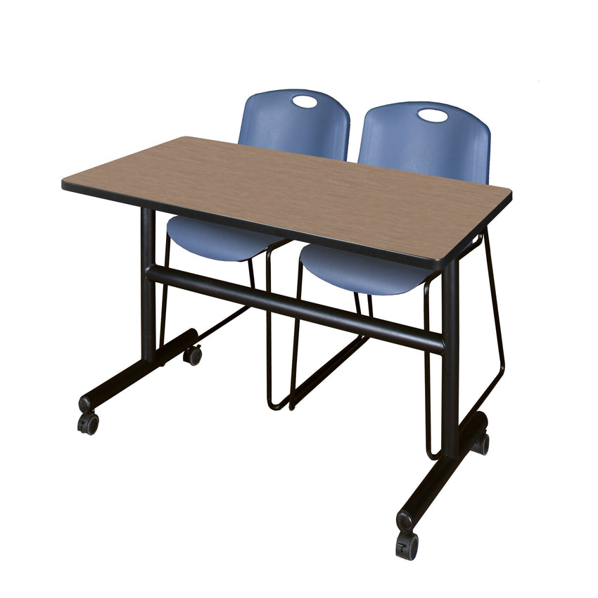 Regency Kobe Flip - Top Training Table & 2 Zeng Stack Chairs Set 48"W x 24"D x 29"H (REG - MKFT4824 - ZNG) - SchoolOutlet