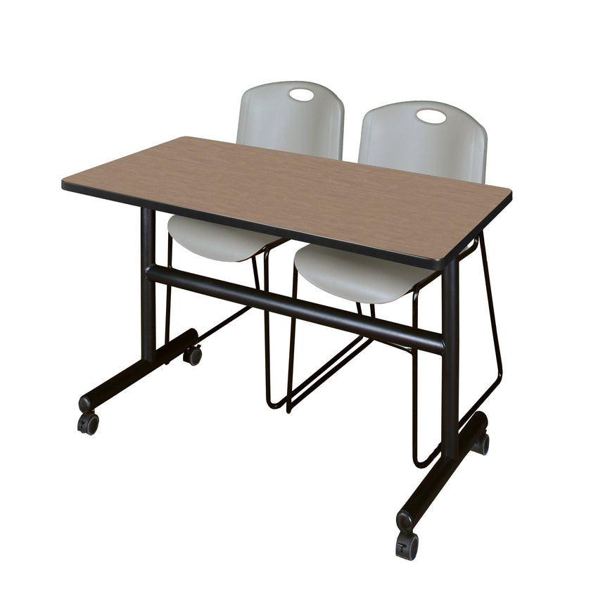 Regency Kobe Flip - Top Training Table & 2 Zeng Stack Chairs Set 48"W x 24"D x 29"H (REG - MKFT4824 - ZNG) - SchoolOutlet