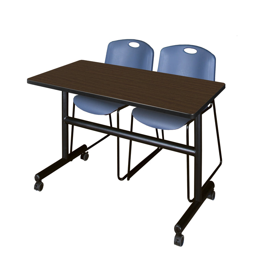 Regency Kobe Flip - Top Training Table & 2 Zeng Stack Chairs Set 48"W x 24"D x 29"H (REG - MKFT4824 - ZNG) - SchoolOutlet