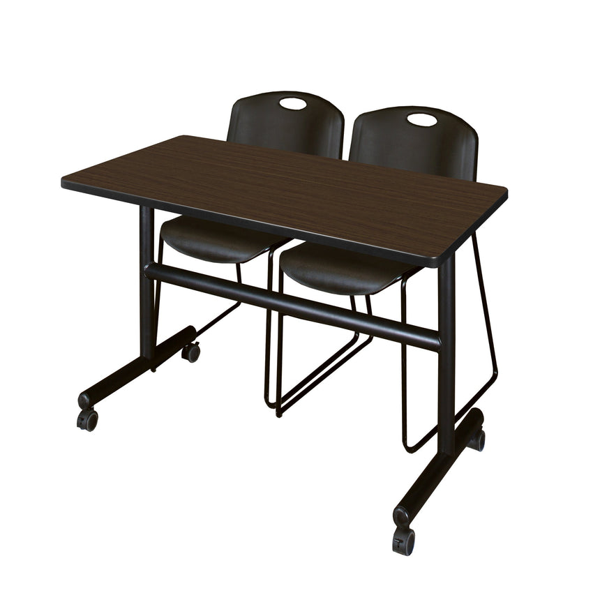 Regency Kobe Flip - Top Training Table & 2 Zeng Stack Chairs Set 48"W x 24"D x 29"H (REG - MKFT4824 - ZNG) - SchoolOutlet