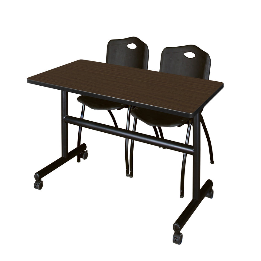 Regency Kobe Flip - Top Training Table & 2 M Stack Chairs 48"W x 24"D x 29"H (REG - MKFT4824 - 2M) - SchoolOutlet