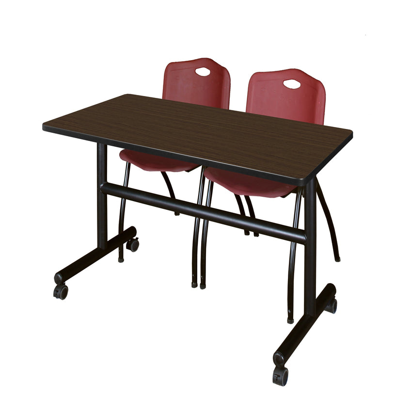 Regency Kobe Flip - Top Training Table & 2 M Stack Chairs 48"W x 24"D x 29"H (REG - MKFT4824 - 2M) - SchoolOutlet
