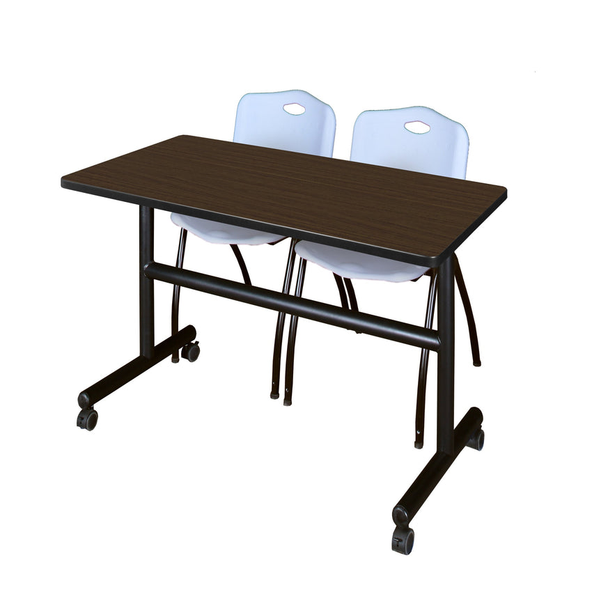 Regency Kobe Flip - Top Training Table & 2 M Stack Chairs 48"W x 24"D x 29"H (REG - MKFT4824 - 2M) - SchoolOutlet
