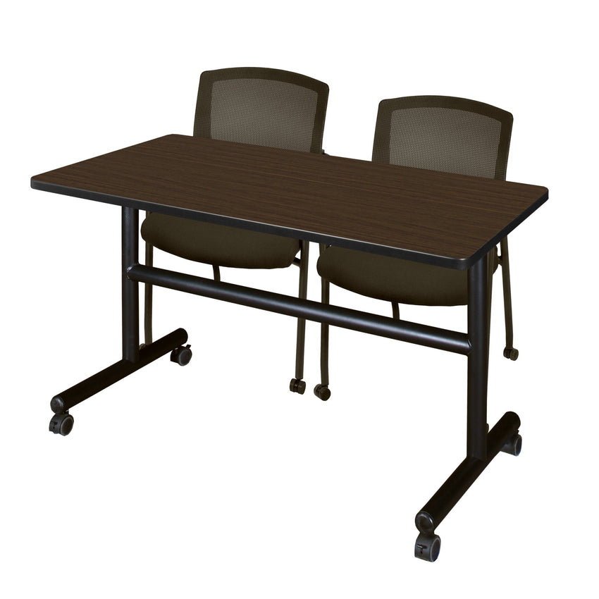 Regency Kobe Flip - Top Training Table & 2 Knight Mesh Chairs 48"W x 24"D x 29"H (REG - MKFT4824 - KNM) - SchoolOutlet