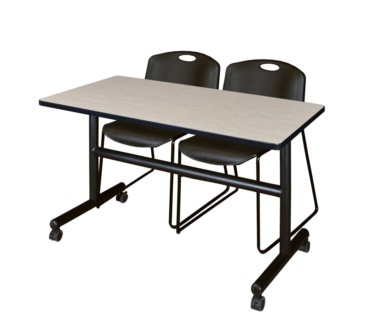 Regency Kobe Flip - Top Training Table & 2 Zeng Stack Chairs Set 48"W x 24"D x 29"H (REG - MKFT4824 - ZNG) - SchoolOutlet