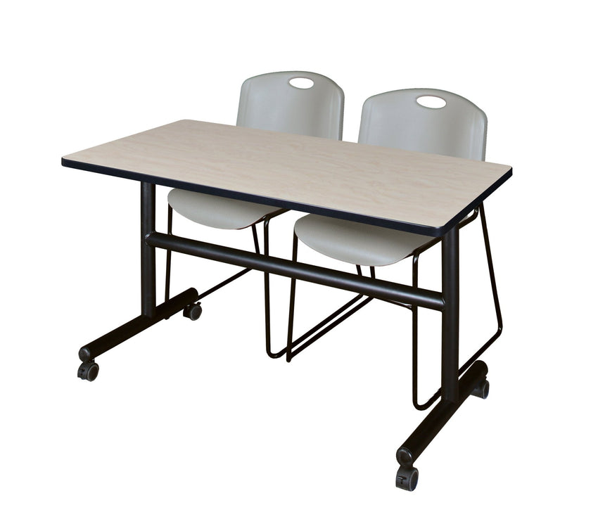 Regency Kobe Flip - Top Training Table & 2 Zeng Stack Chairs Set 48"W x 24"D x 29"H (REG - MKFT4824 - ZNG) - SchoolOutlet