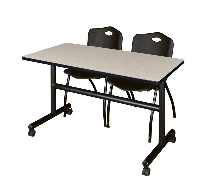 Regency Kobe Flip - Top Training Table & 2 M Stack Chairs 48"W x 24"D x 29"H (REG - MKFT4824 - 2M) - SchoolOutlet