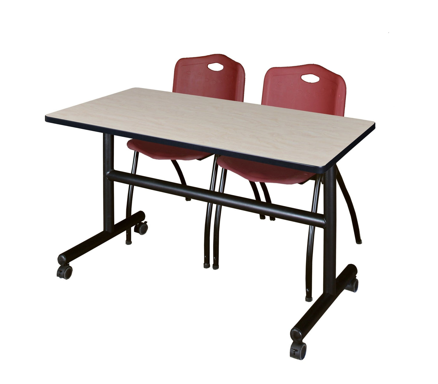 Regency Kobe Flip - Top Training Table & 2 M Stack Chairs 48"W x 24"D x 29"H (REG - MKFT4824 - 2M) - SchoolOutlet
