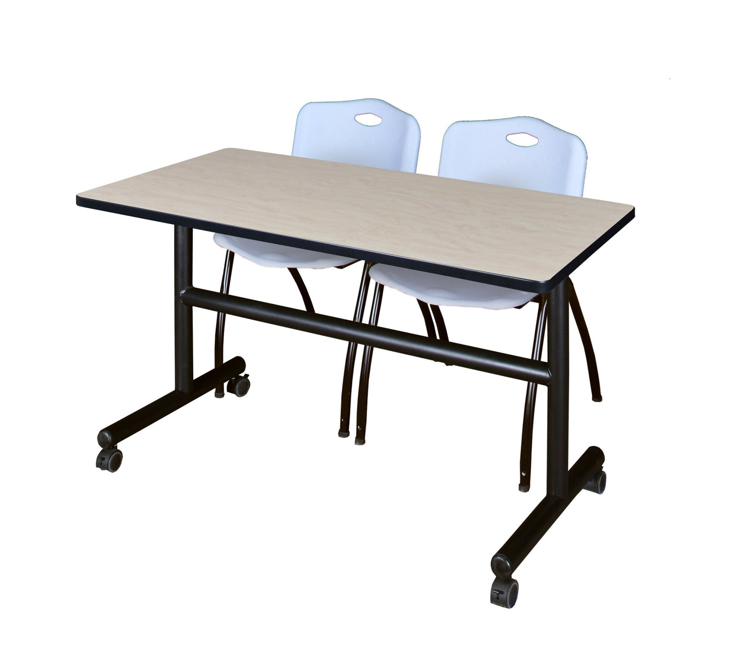 Regency Kobe Flip - Top Training Table & 2 M Stack Chairs 48"W x 24"D x 29"H (REG - MKFT4824 - 2M) - SchoolOutlet