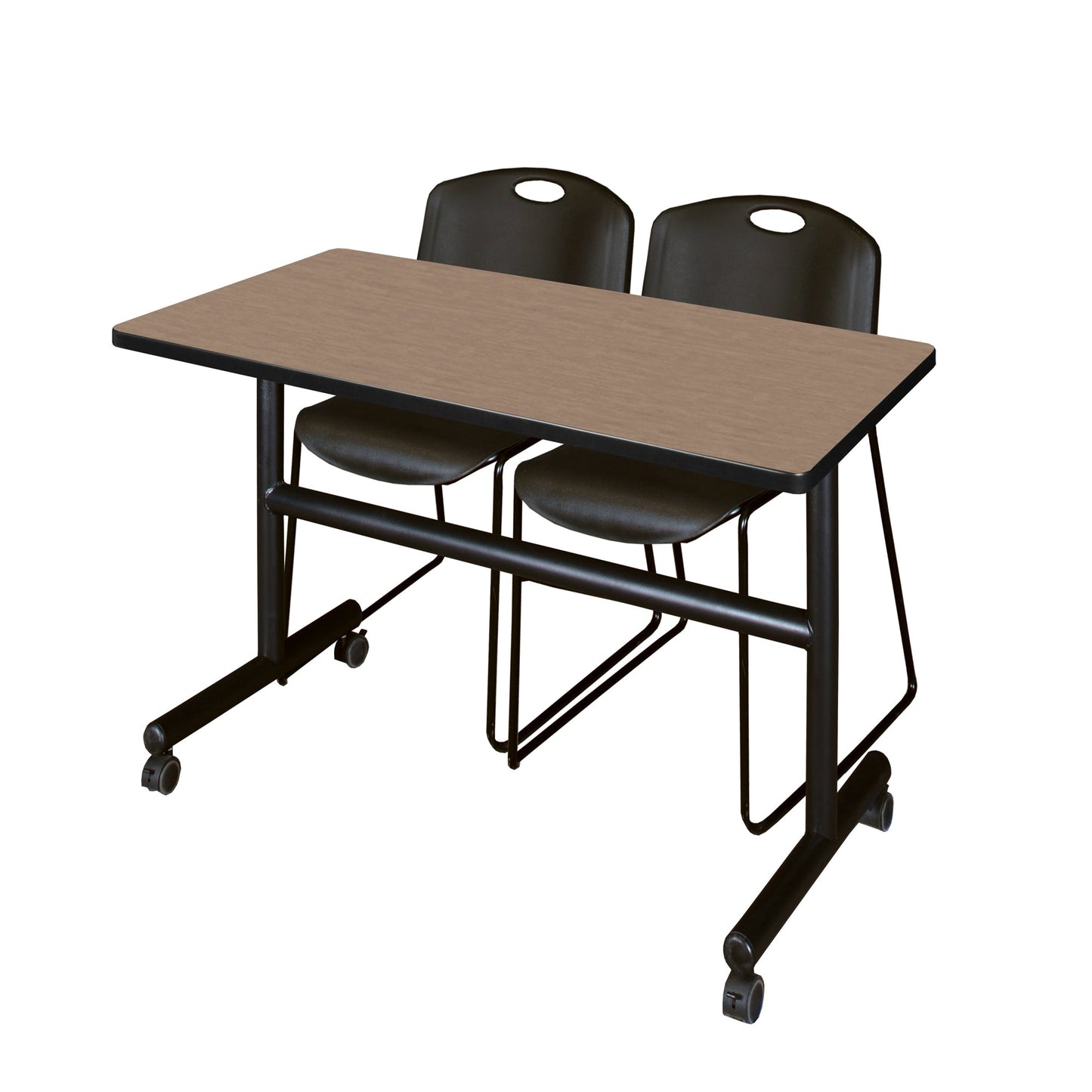 Regency Kobe Flip - Top Training Table & 2 Zeng Stack Chairs 48"W x 30"D x 29"H (REG - MKFT4830 - ZNG) - SchoolOutlet