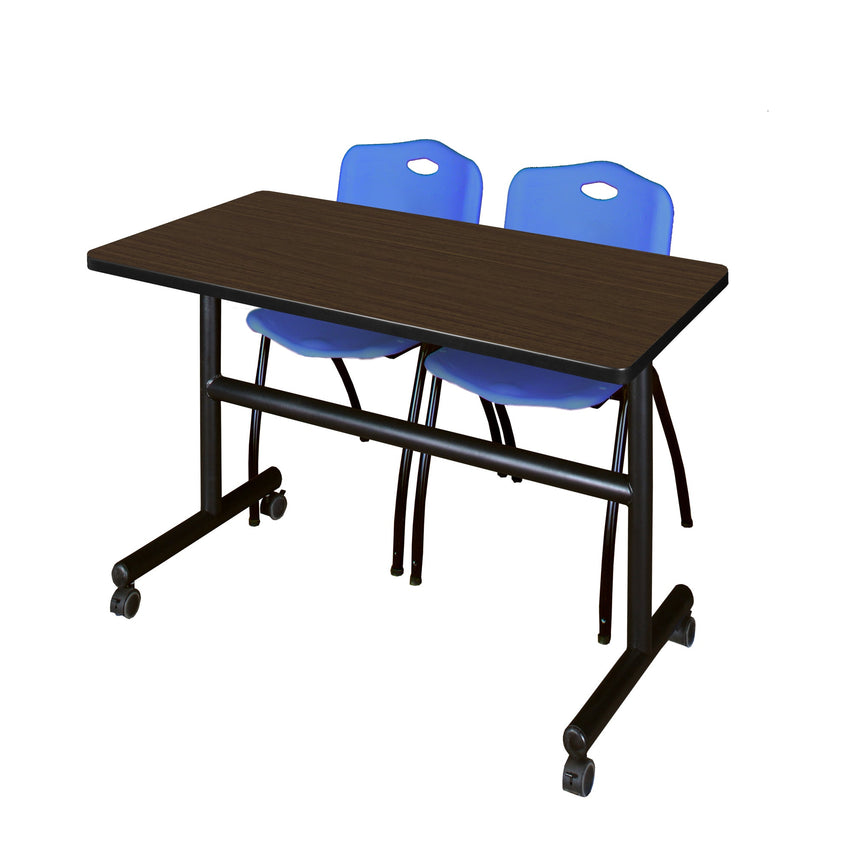 Regency Kobe Flip - Top Training Table & 2 M Stack Chairs 48"W x 30"D x 29"H (REG - MKFT4830 - 2M) - SchoolOutlet