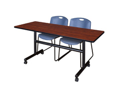 Regency Kobe Flip-Top Training Table & 2 Zeng Stack Chairs 60"W x 24"D x 29"H (REG-MKFT6024-ZNG)