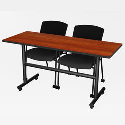 Regency Kobe Flip-Top Training Table & 2 Knight Mesh Chairs 60"W x 24"D x 29"H (REG-MKFT6024-KNM)